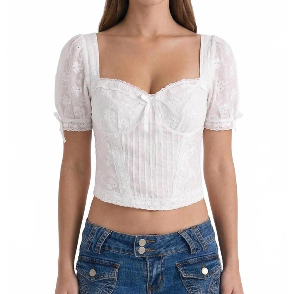 NEW KESTAN alexis short sleeve top in white